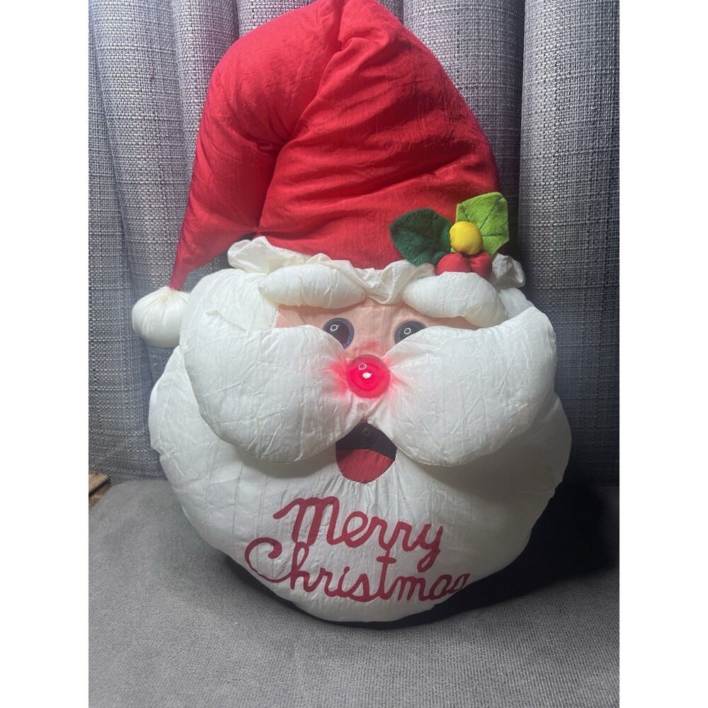 VTG Puffy Santa Head Wall Door Hang Works Tested Trendmasters Musical